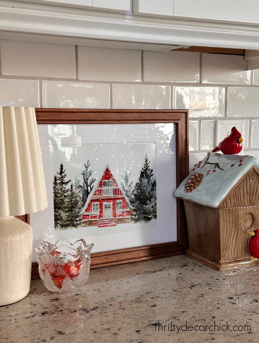 Christmas art on kitchen counter